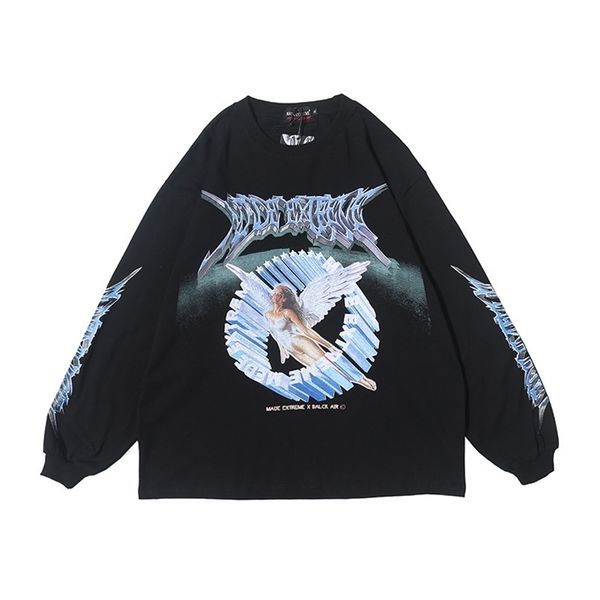 Hip Hop Langarm T-shirt 3D Engel Gedruckt Mode Streetwear Baumwolle Unisex T-shirt Koreanische Japan Casual Harajuku Stil Tops 210409
