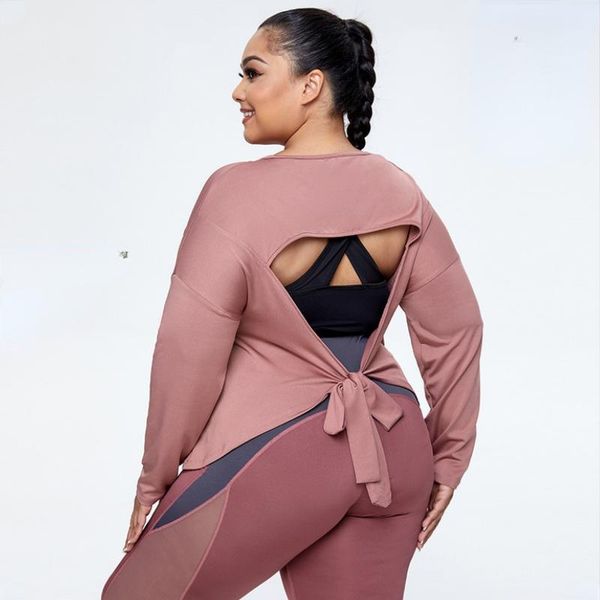 

yoga outfit jryyt plus size activewear quick dry workout women autumn backless sport fitness t-shirt female loose long sleeve shirt