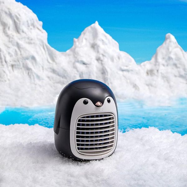 

cute penguin summer cooling fan deskrechargeable air conditioner 2000mah wireless water mist 3 speeds adjustment electric fans