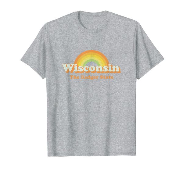 

Retro Wisconsin T Shirt Vintage 70s Rainbow Tee Design, Mainly pictures