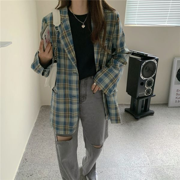 

women's suits & blazers hzirip female casual jacket, fancy jacket for party, vintage style, street clothes, retro, with plaid bw0l, White;black