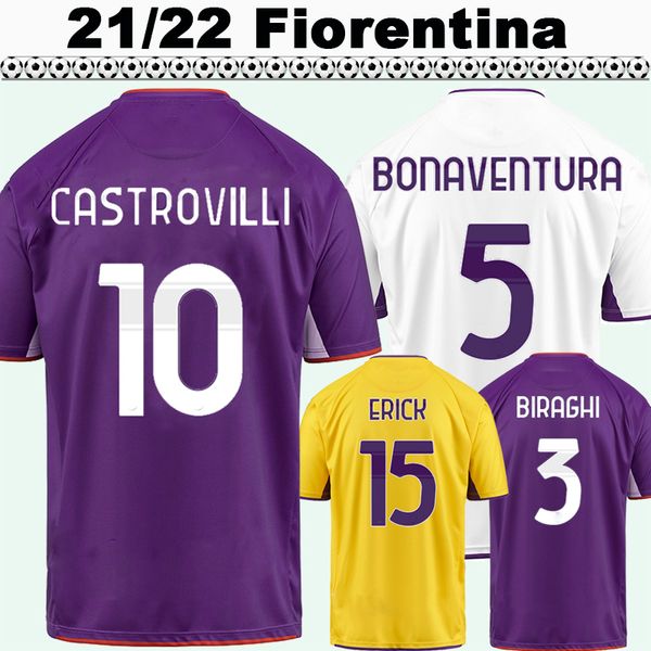 

21 22 fiorentina mens soccer jerseys castrovilli biraghi milenkovic bonaventura callejon vlahovic home away 3rd football shirt, Black;yellow