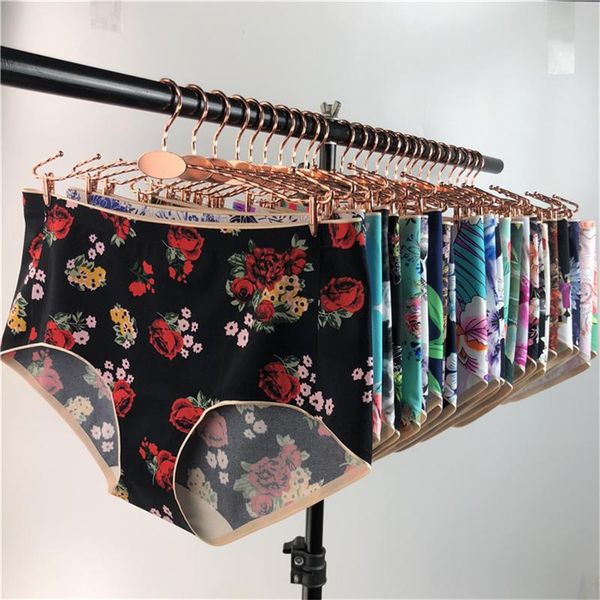 

women's panties lingerie underwear gypsophila seamless silk briefs mid-waist printed panty soft comfort femme underpants, Black;pink