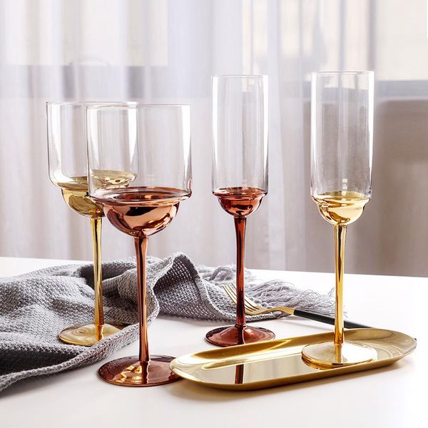 

european electroplating creative handmade crystal red wine brandy champagne glasses 200/350ml bottle jug aerator for family bar