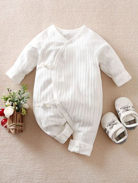 

yierying baby plain striped knitted front lace up jumpsuit she01, Blue