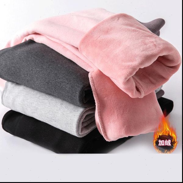 

winter womens leggings slim waist thickening warm workout female stretch velvet butt lifting women elastic cotton pencil pants, Black