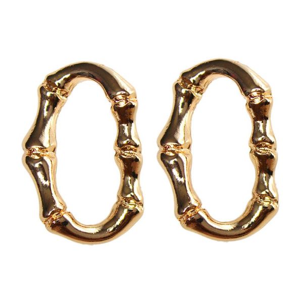 

stud fashion jewelry gold color big bamboo earrings for women girls punk large hoop circle round joint 2021, Golden;silver