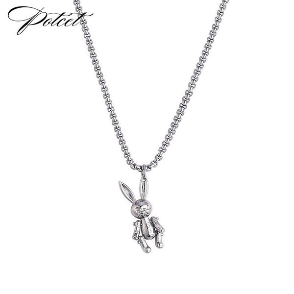 

pendant necklaces potcet stainless steel titanium necklace clavicle chain fashion hip hop party jewelry, Silver