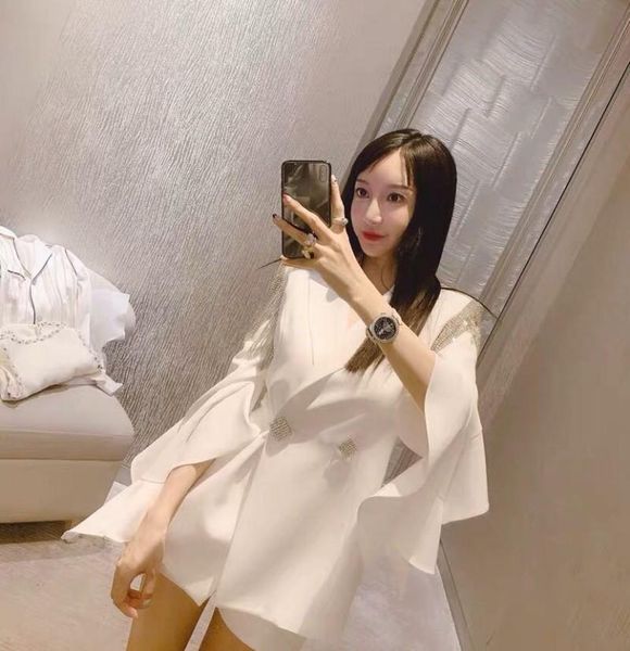 

women's suits & blazers office ladies white crystal tassels double breasted suit jacket elegant women work ruffle sleeve party blazer o, White;black