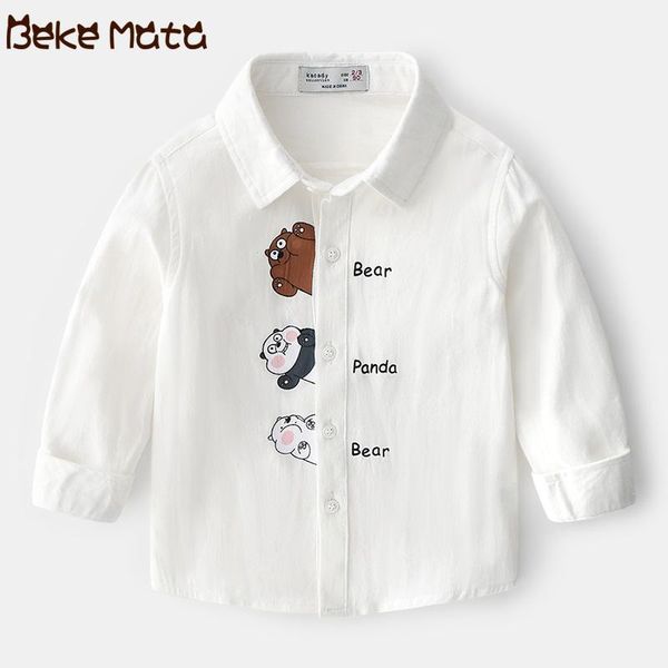 

shirts white for boys long sleeve cartoon bear baby boy clothes 2021 spring little kids cotton children clothing 2-6y, White;black
