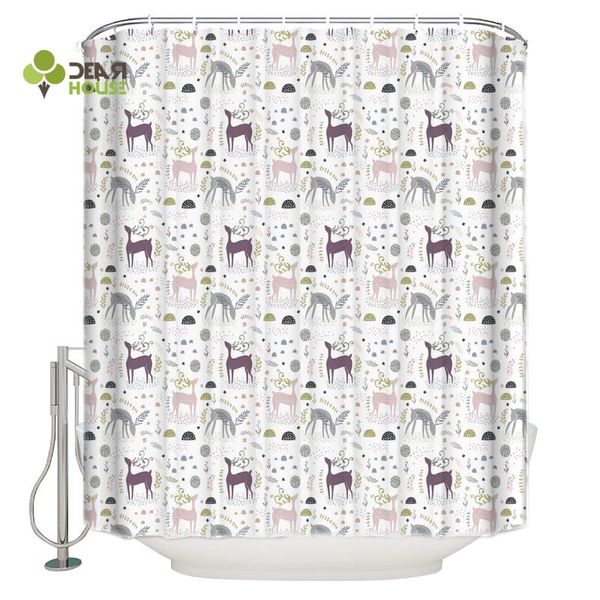 

shower curtains dearhouse curtain fawn illustration christmas bathroom home decoration