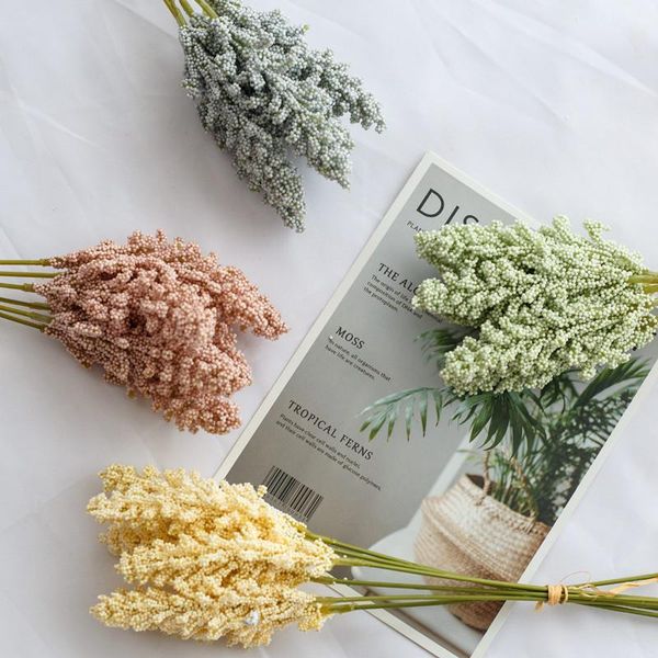 

decorative flowers & wreaths 6pcs 3d simulation wheat ear small fresh bouquet silk flower plastic dried arrangement material pog
