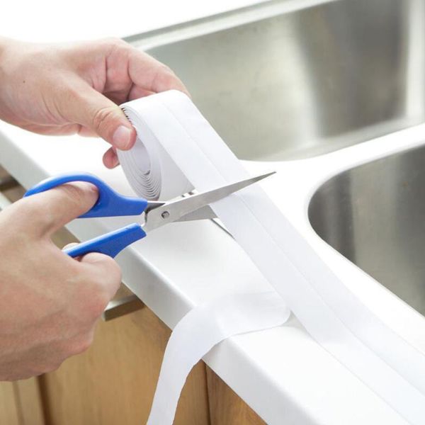 

bath mats 3pcs waterproof mildewproof tape seam seal toilet bathtub gap corner line stick for kitchen bathroom (wide type white and