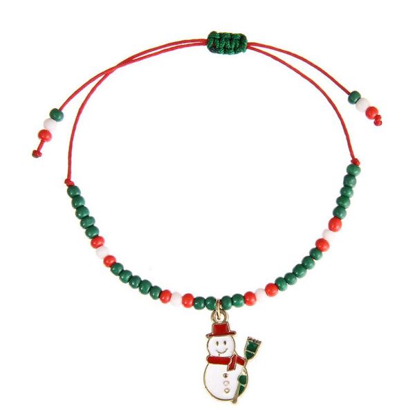 

beaded, strands 1 piece fashion christmas strand bracelets snowman santa claus enamel charms rope adjustable chain bracelet women jewelry gi, Black
