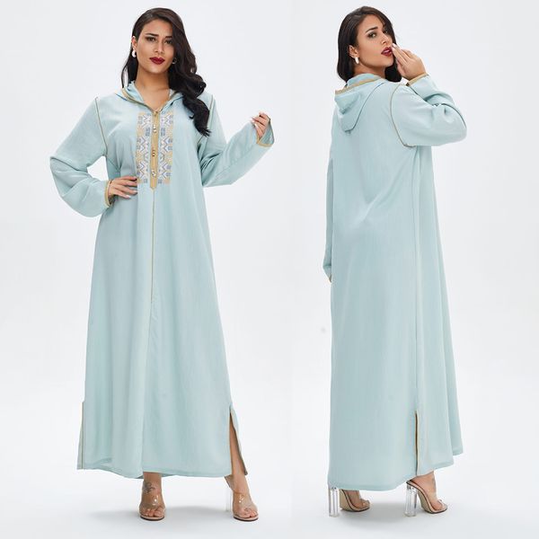 

ramadan turkey hooded muslim dress women abaya moroccan kaftan islamic clothing embroidery djellaba dubai jilbab party vestidos, Red