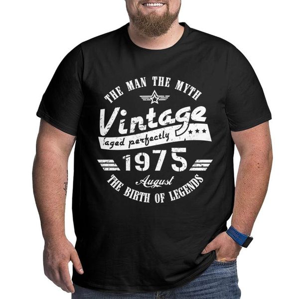 

men's t-shirts vintage august 1975 birthday gift t shirt oversized cotton custom short sleeve men tshirt, White;black