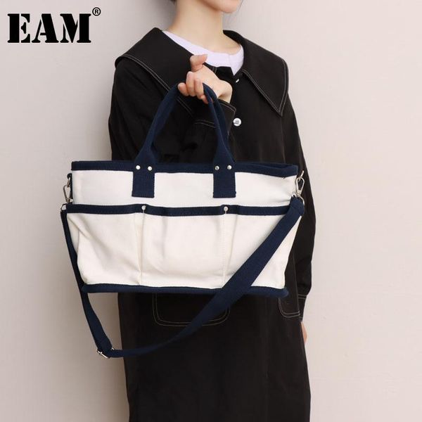 

evening bags [eam] women contrast color spliced handbag canvas personality all-match crossbody shoulder bag fashion tide 2021 18a3833