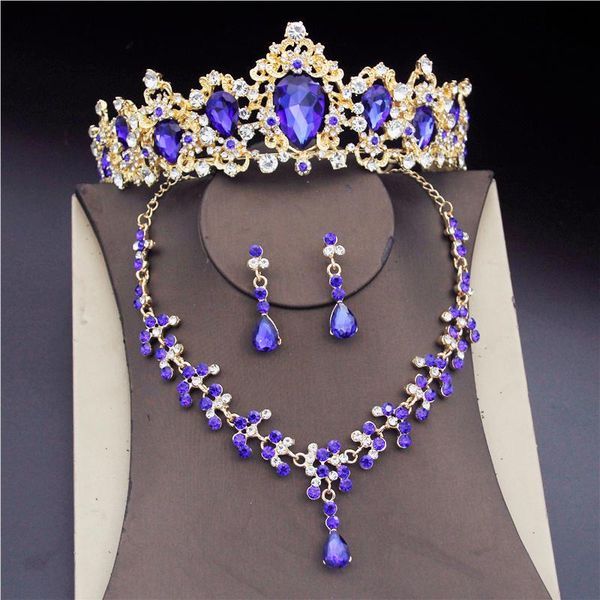 

earrings & necklace water drop crystal wedding jewelry sets for women bridal tiaras crowns necklaces bride, Silver