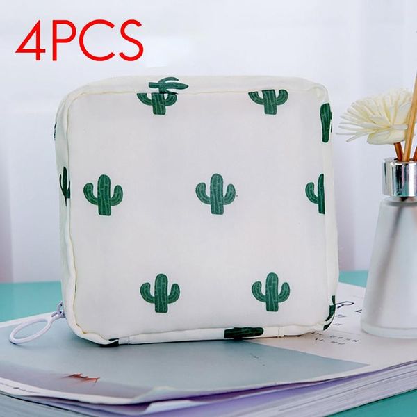 

storage bags 4 pcs portable nylon sanitary napkin bag cute cartoon aunt towel pad