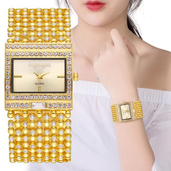 

wristwatches women gold stainless steel square rhinestone watches luxury waterproof quartz bracelet wrist relogio feminino, Slivery;brown