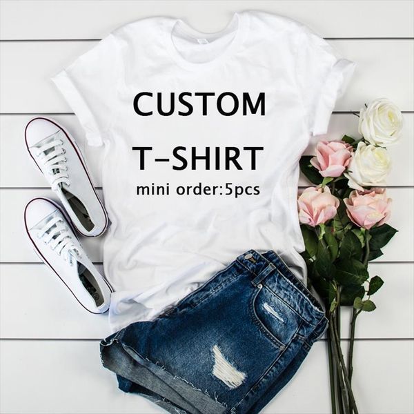 

graphic custom print women t shirts short sleeve fashion own design diy blank ladies female womens clothes tee shirt, White