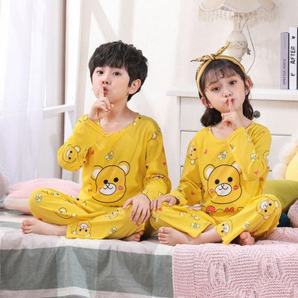 

pajamas boy home clothes wear spring autumn children sets long sleeve cartoon kids homewear suit girl clothing pyjama, Blue;red