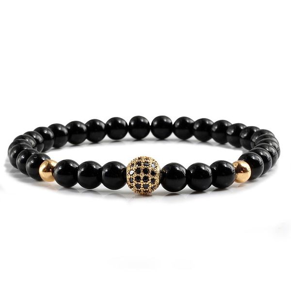 

beaded, strands 12 style natural stone men bracelet female metal rhinestone beads bracelets bangles gift for women wristband jewelry accesso, Black