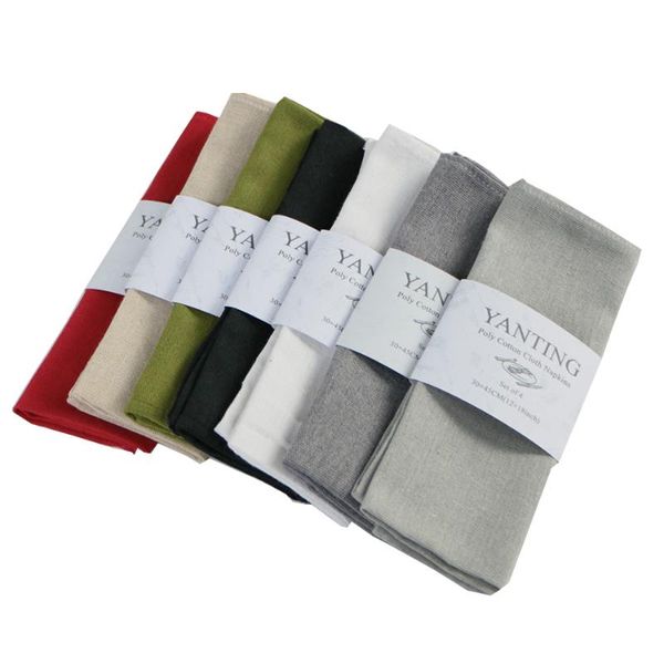 

table napkin dinner el kitchen napkins plates polyester flax blend place mat tableware durable towel wedding decoration black white
