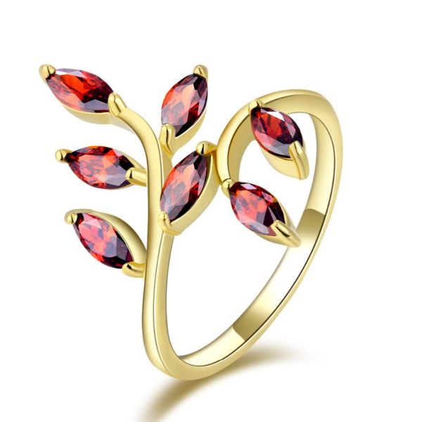 

wedding rings suohuan size 6-10 luxury women red zirconia stone crystal gold filled female engagement fashion finger jewelry gift, Slivery;golden