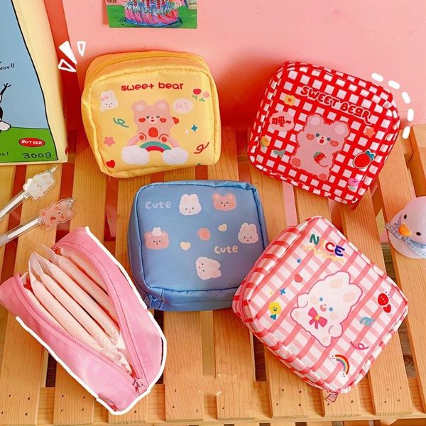 

storage bags cute kawaii travel cosmetic sanitary pads bag napkin pouch coin purse