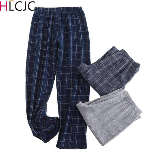 

men's sleepwear 3xl washed 100% cotton pajamas home pants large size loose sleep pure male pyjama trousers fall homewear, Black;brown
