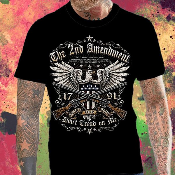 

men's t-shirt summer trend double gun personalized printing, White;black