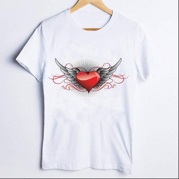 

tees print angle wing love women t shirts cute fashion cartoon 90s clothes lady clothing female shirt womens, White