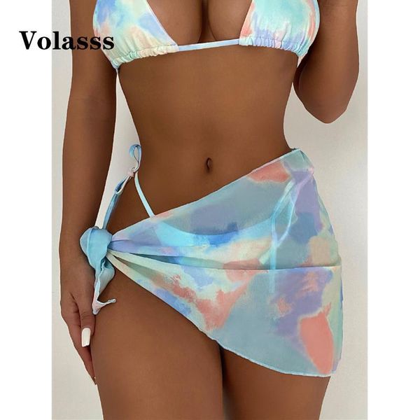 

volasss 2021 summer beach cover up dress bikinis micro swim ups beachwear bathing women's tie dye swimsuit female swimwear, White;black