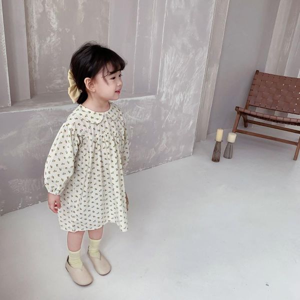 

girl's dresses 2021 spring girls flowers dress fashion floral long sleeve kids princess baby outfits children casual costumes, Red;yellow