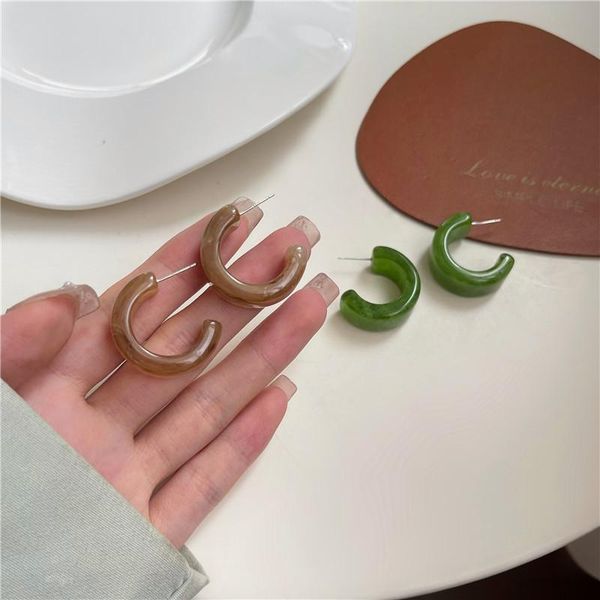 

hoop & huggie adolph korean acetate sheet round earrings summer circle minimalist for women wedding party fashion jewelry, Golden;silver