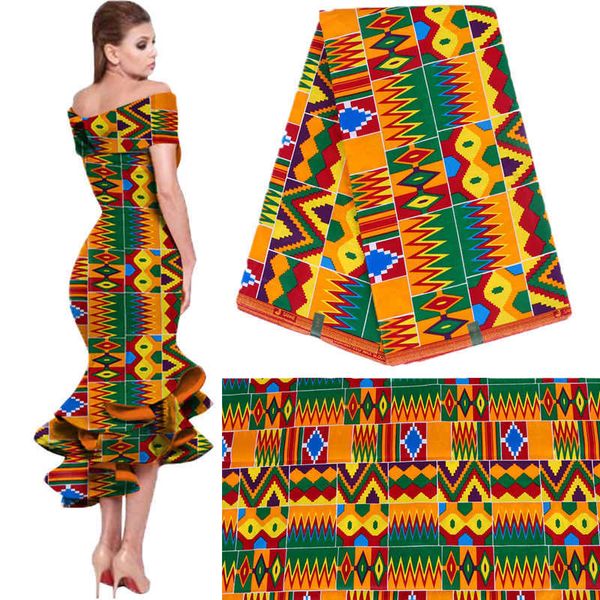 Royal Wax Batik Print Africa Fabric Pagne Soft Cotton Ankara Kente Real Textile Tissu Quality For Party Dress Handmake 210702