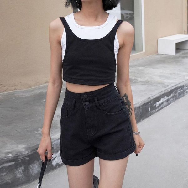 

women's shorts women denim girls summer casual korean style all-match students ins trouser distressed solid streetwear bf female, White;black