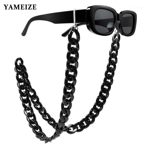 

sunglasses yameize women fashion rectangle with acrylic glasses chain steampunk vintage sun hanging neck set, White;black