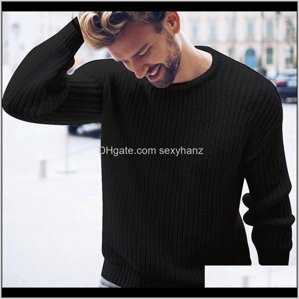 

sweaters clothing apparel drop delivery 2021 autumn and winter mens pullover casual jumper solid color knitted xpxnr, White;black