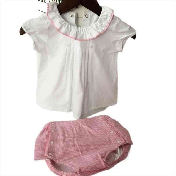 

2pcs summer baby cotton clothes toddle girl shirt pants set spanish girls quality boutique kids clothing, White