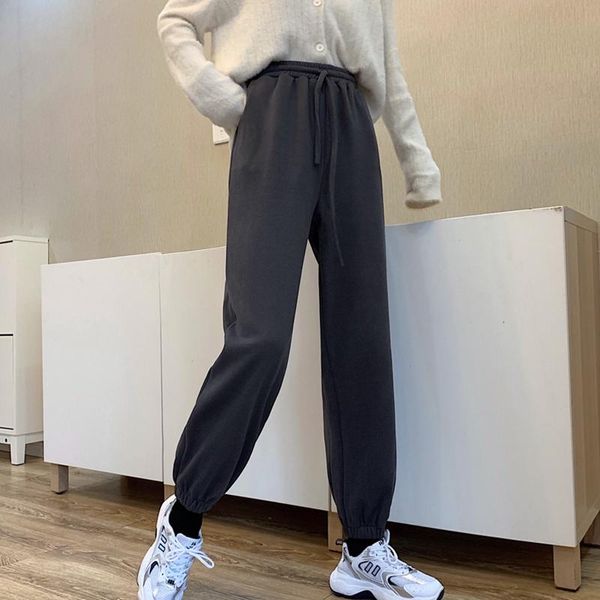 

autumn winter women harem pants trousers solid thick warm female casual sport running pantalones mujer women's & capris, Black;white