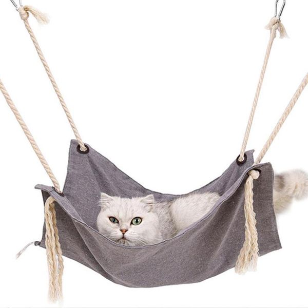 

cat beds & furniture summer pet hanging nest breathable cotton linen tassels hammock for cats