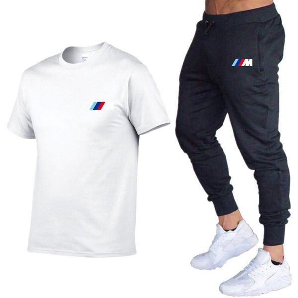 Designer 2021 Nuova BMW M Tuta estiva da uomo Set per il tempo libero T-shirt + pantaloni Due pezzi Moda casual Abbigliamento sportivo da uomo Palestra Abbigliamento di marca Tuta da ginnastica