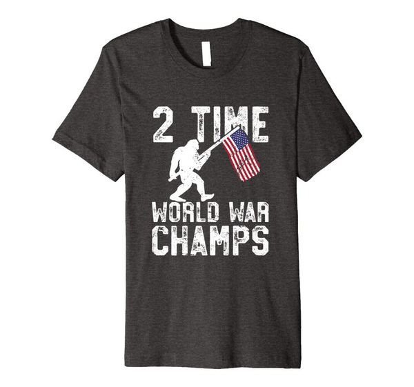 

men's t-shirts 2 time world war champs t shirt sasquatch 4th of july, White;black