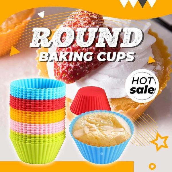 Silicone Bolo Cup redondo em forma de queque Cupcake Cozing Moldes Home Cozinha Cozinhar Fontes De Decoração Do Bolo