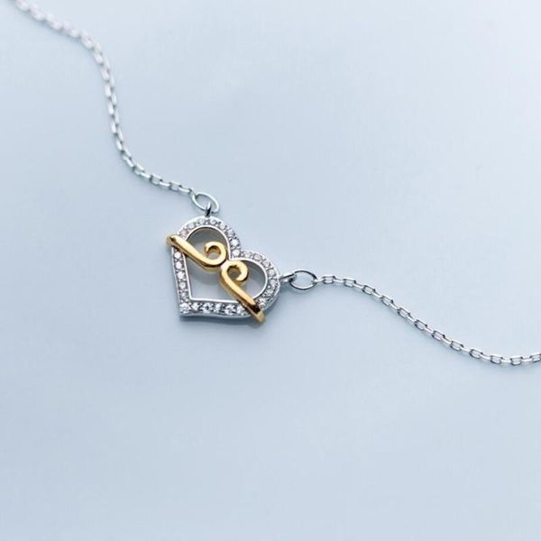 

chokers the love for ten thousand years tight spell sweet 925 sterling silver clavicle chain temperament female necklace sne320, Golden;silver