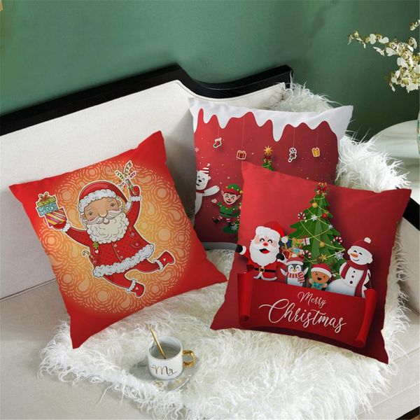

cushion/decorative pillow red christmas santa claus style short plush/peach skin/linen pillows cover sofa bed decorative case home winter