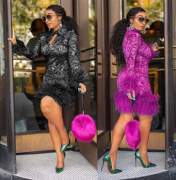 

casual dresses dpsde bottom feather black bandage women dress full sleeve elegant bodycon warm o neck winter vocation 2021 short, Black;gray