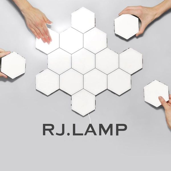 

wall lamp ins style splicing hand touch bright modular hexagonal quantum honeycomb induction bedroom la